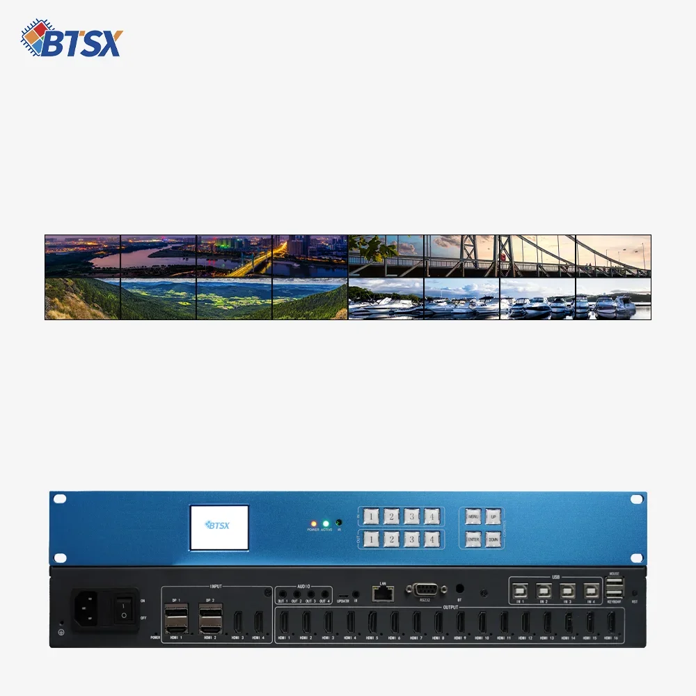 

4K60Hz Video Processor 2x4 3x3 Seamless Switching Video Wall Controller DP HDMI Input 8K 4x8 Video Wall Controller