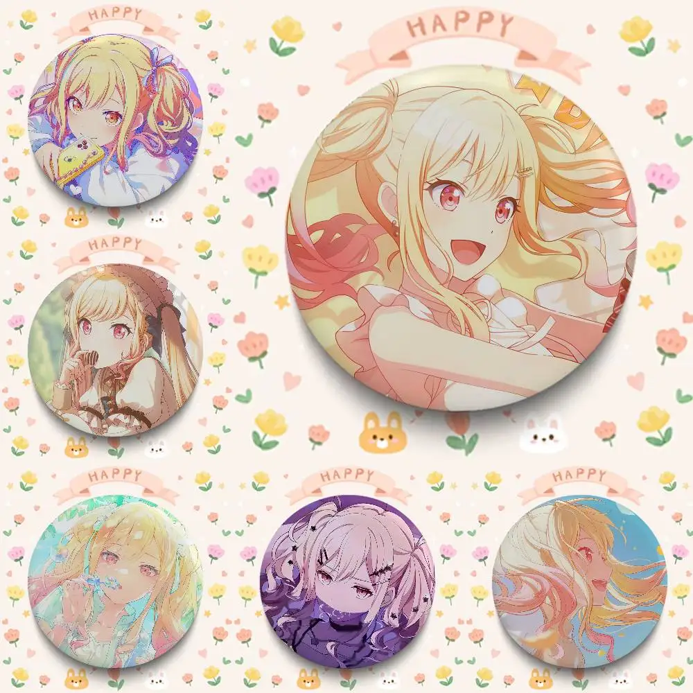 1pc Tenma Saki Cartoon Figure Badges Button Round Creative Pin Brooch Badge Bag Decor Accessories Fans Collect Friends Gifts