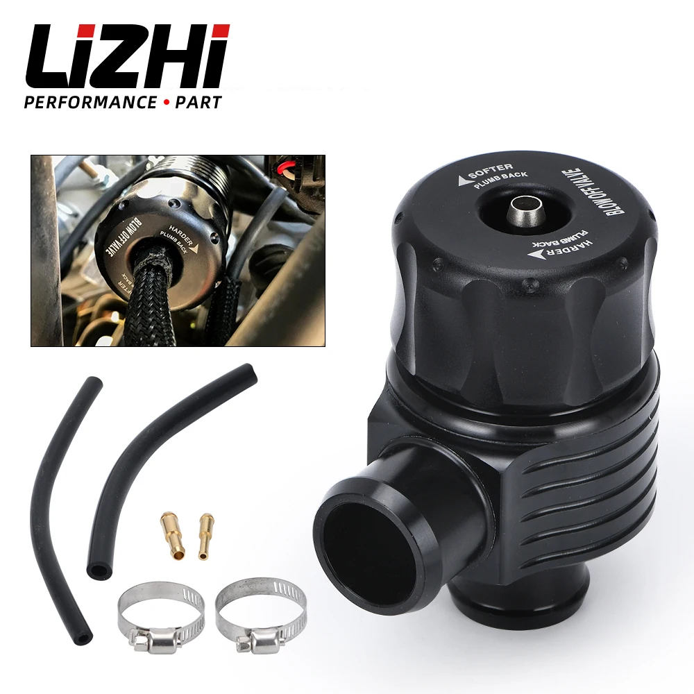 LIZHI Racing Uniwersalny zawór upustowy 1.8T Turbo Diverter Dump 25mm Aluminiowy zawór Blow Off do AUDI A3 S3 A4 A6 A8 S4 TT 1.8 20v TURBO 5742BK