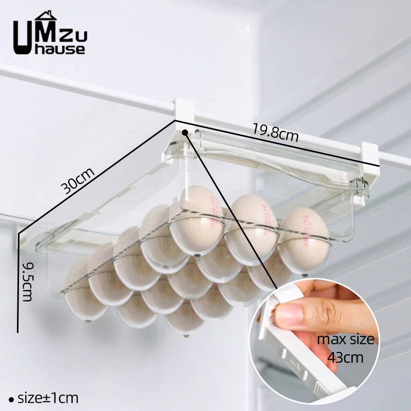 Eggs Drawer Box Fridge Slide Tray Food Storage Case Refrigerator Clear Holder Adjustable Hanging Shelf Kitchen Pantry Organizers