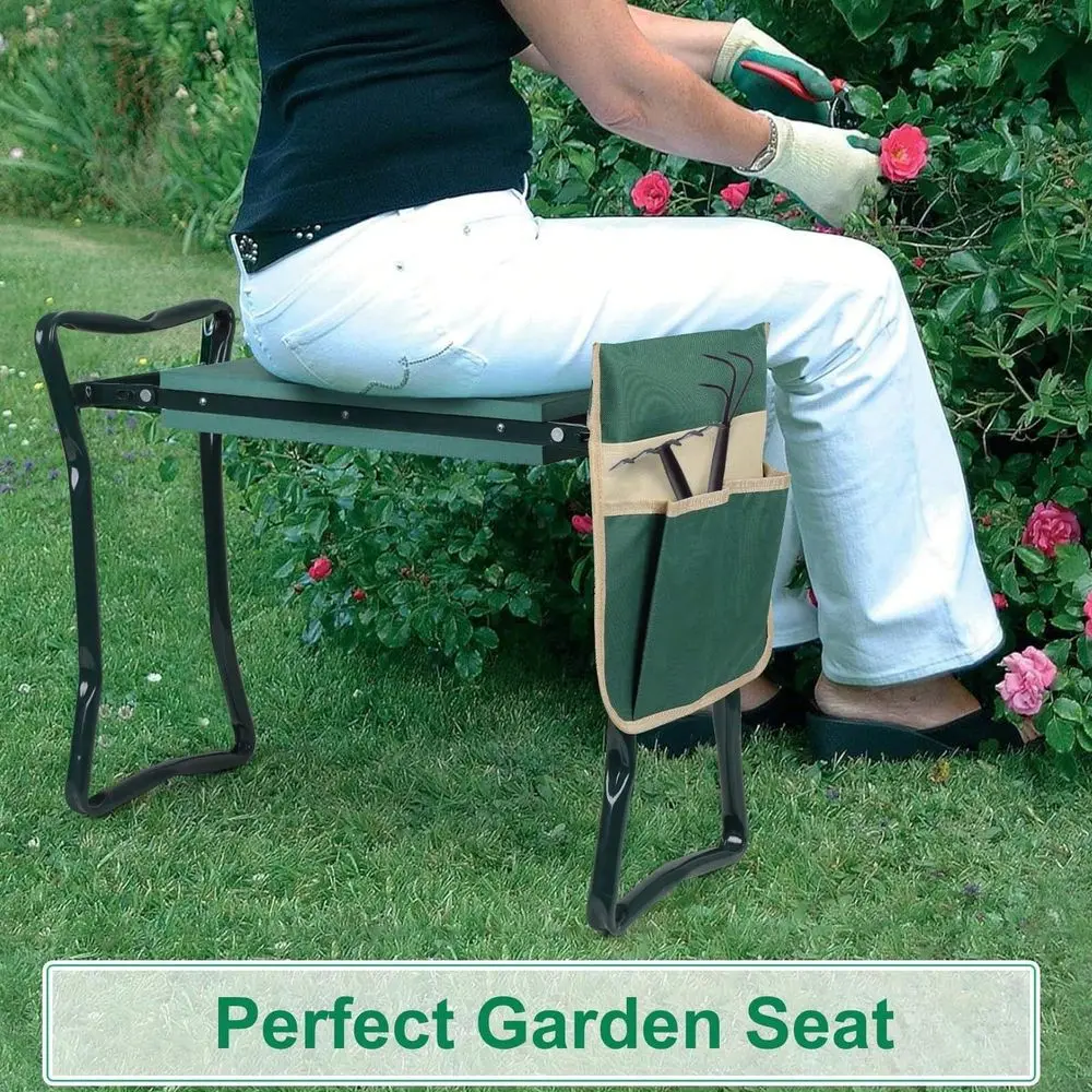 

Garden Kneeler And Seat, Gardening Bench For Kneeling And Sitting, Garden Helper Seat With Tool Pocket, Eva Soft Foam Pad For K