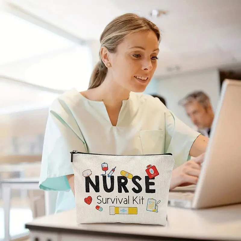 

Дорожные модные косметички с мультяшным принтом медсестры, дизайнерские женские сумки для макияжа, многофункциональные органайзеры с термотрансферным принтом, пеналы