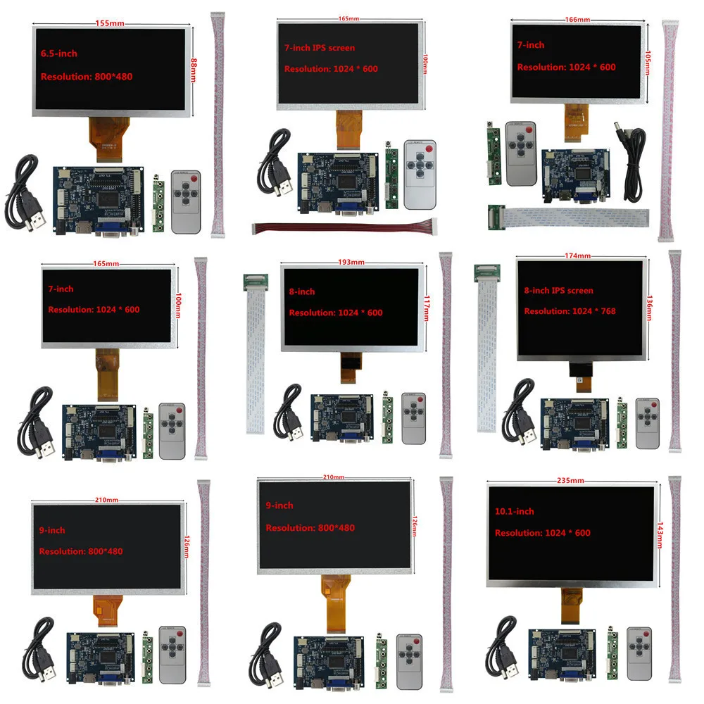 

6.5/7/8/9/10.1 inch screen display LCD TFT monitor driver control board HDMI VGA AV compatible Raspberry Pi portable computer