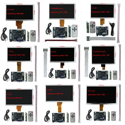 6.5/7/8/9/10.1 inch screen display LCD TFT monitor driver control board HDMI VGA AV compatible Raspberry Pi PC portable computer