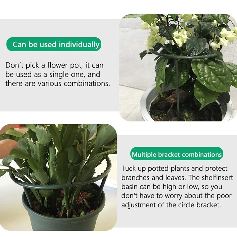 10 แพ็คพลาสติกครึ่งรอบพืชสนับสนุนแหวนพลาสติกผู้ถือกรงดอกไม้หม้อปีนเขา