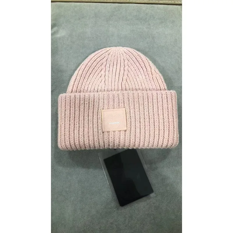 قبعات الموضة للجنسين المرأة الخريف والشتاء التيار المتناوب الوجه المبتسم الأرنب الصلبة محبوك طبقة مزدوجة استوديو الدافئة الدافئة محبوك بيني #4