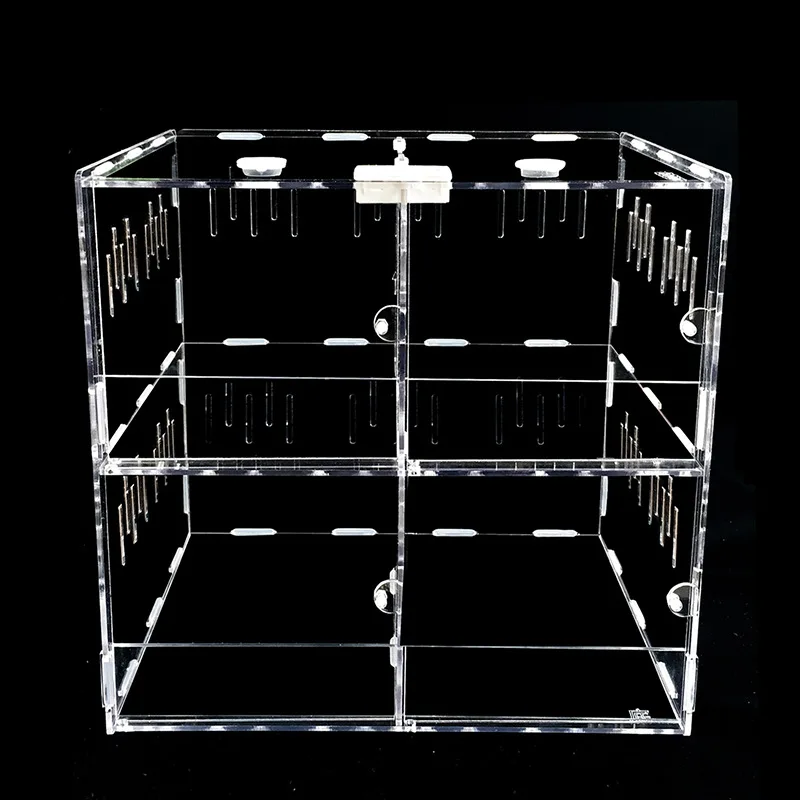 Acrylic Reptile Breeding Box with Temperature Hygrometer Terrarium Breeding Tank Spider Lizard Scorpion Enti's Insect Terrarium