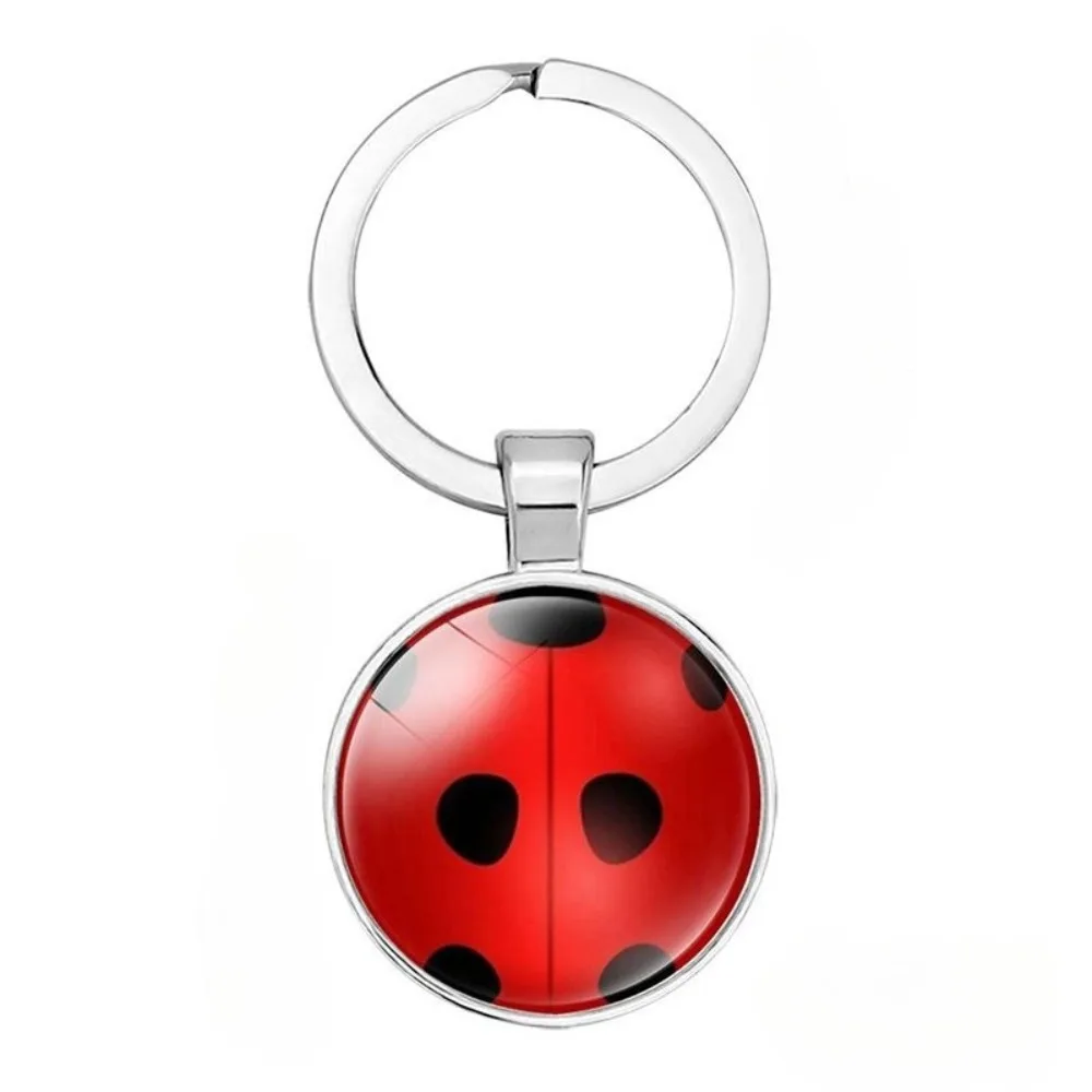 PESENAR Cute Ladybug Keychain 3D Red Black Polka Dot Key Ring Bag Charm for Car Keys Backpack and Gift