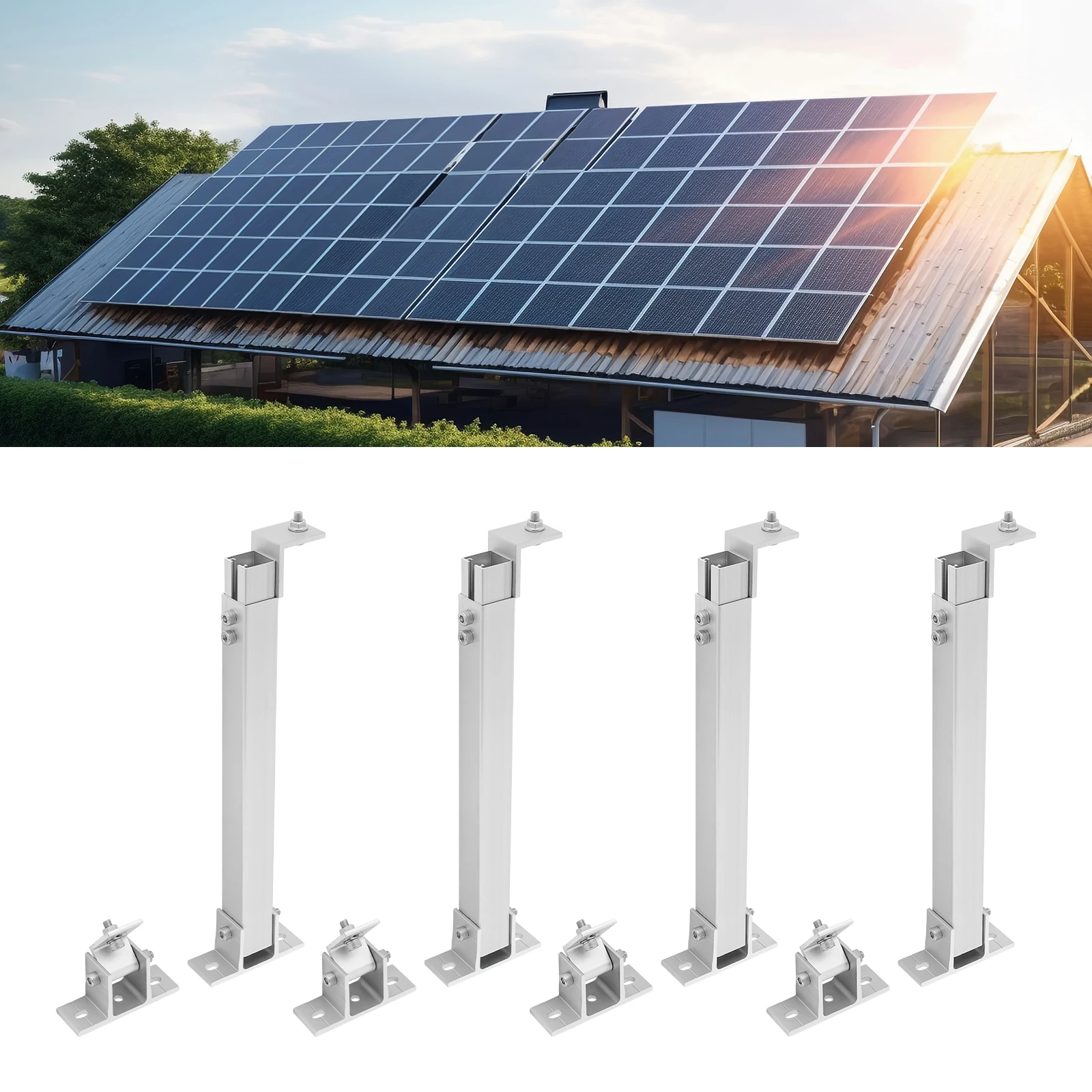 4x Universalhalterungen aus Aluminiumlegierung für Solarmodule, 15-30 °   Verstellbare Solarmodul-Montagehalterungen für Balkone, Dächer