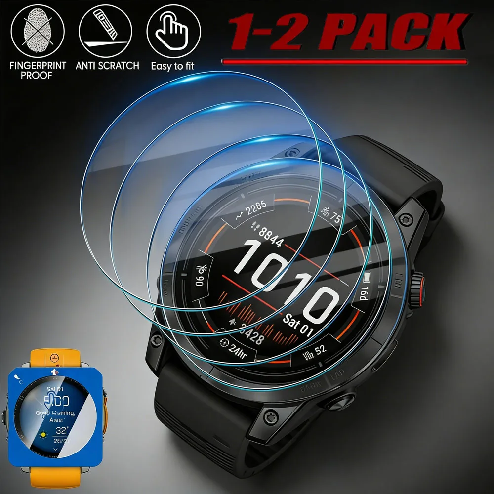 1-2 pieces Easy Install Tempered Glass For Garmin Fenix 8 43/47/51mm HD scratch-resistant screen film protective case Accessorie