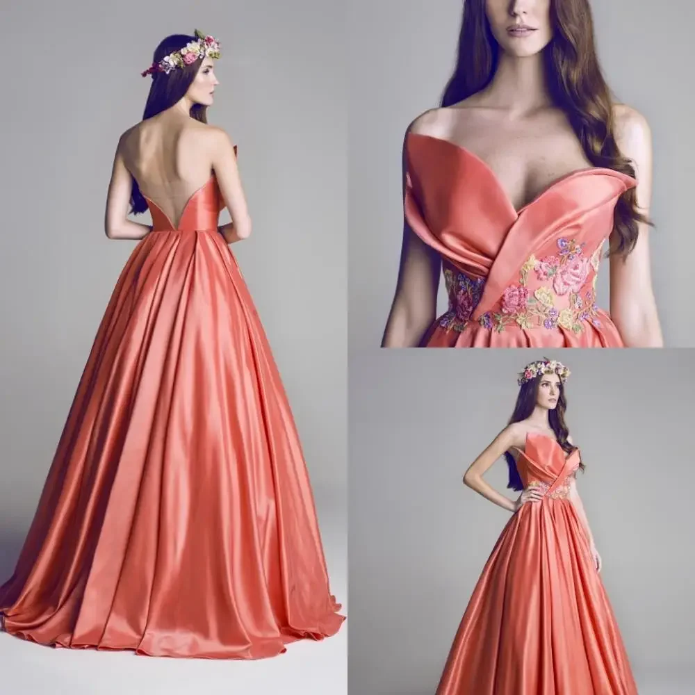 

Long Celebrity Dresses Sweetheart Sleeveless with Appliques Sexy Backless Red Carpet Formal Prom Party Gowns 2024 de fiesta