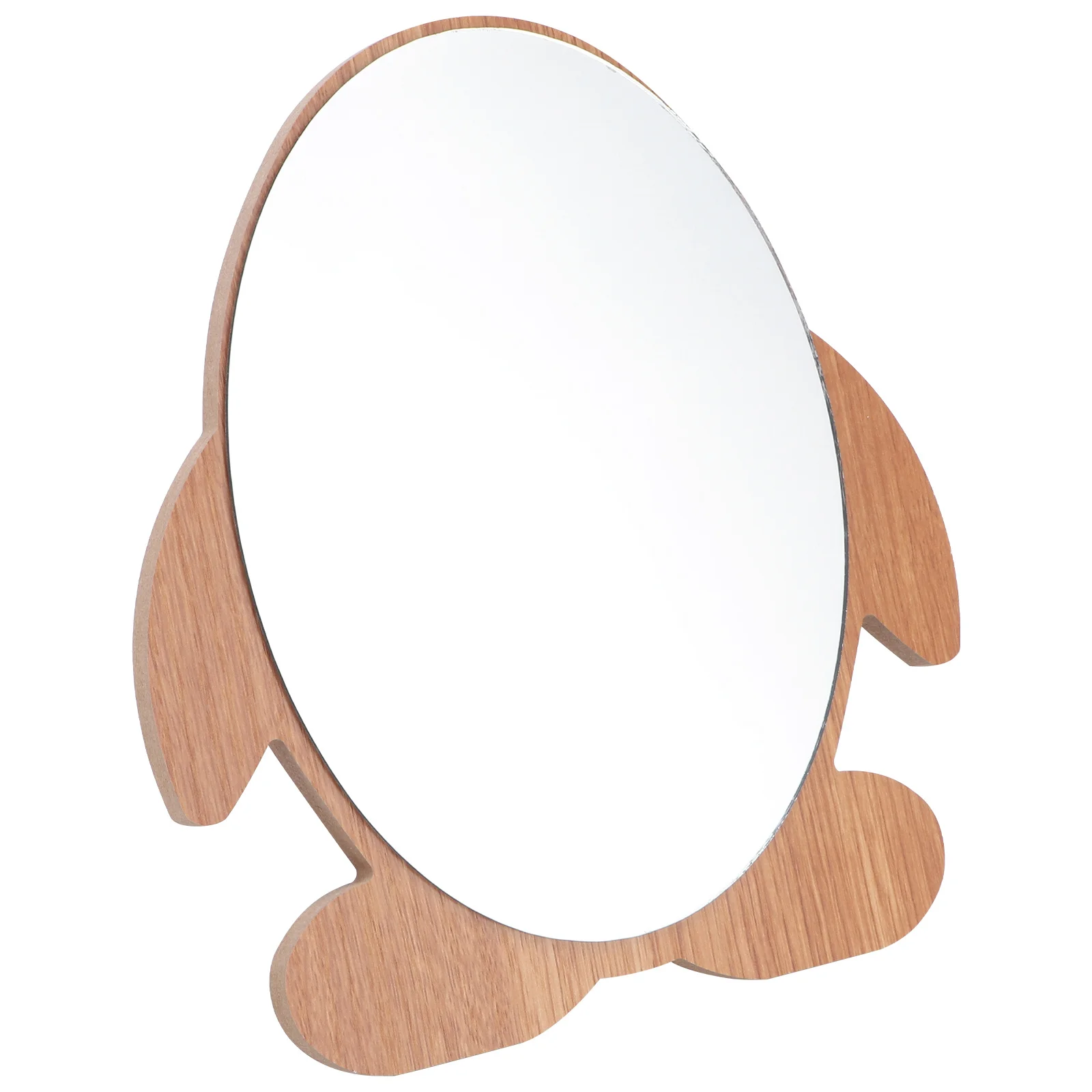 1 pçs espelho de maquiagem de madeira desktop espelho decorativo base de madeira maciça imagem clara ideal para o uso da vaidade do quarto