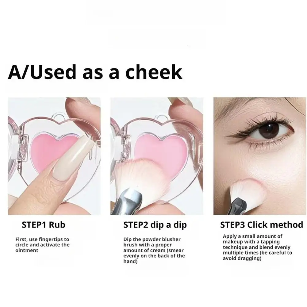 6 kleuren Zweetbestendige Gezicht Cosmetica Natuurlijk Verhelderende Lichtgewicht Gezicht Make-Up Hartvorm Multifunctionele Poeder Blusher Crème