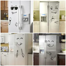 Funny Eating Drinking Smiling Face Wall Stickers For Dining Room Kitchen Home Decoration Diy Vinyl Wall Art Refrigerator Decals