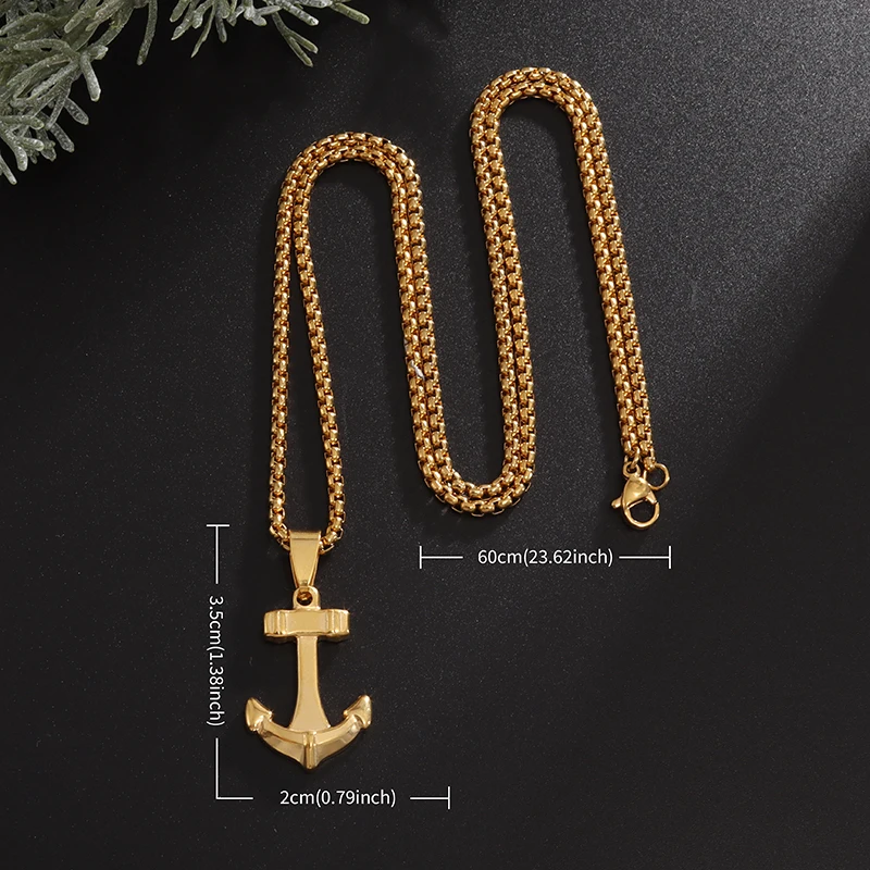 Retro Classic Simple Stainless Steel Anchor Pendant Necklace Various Styles Fashion Punk Jewelry Gifts