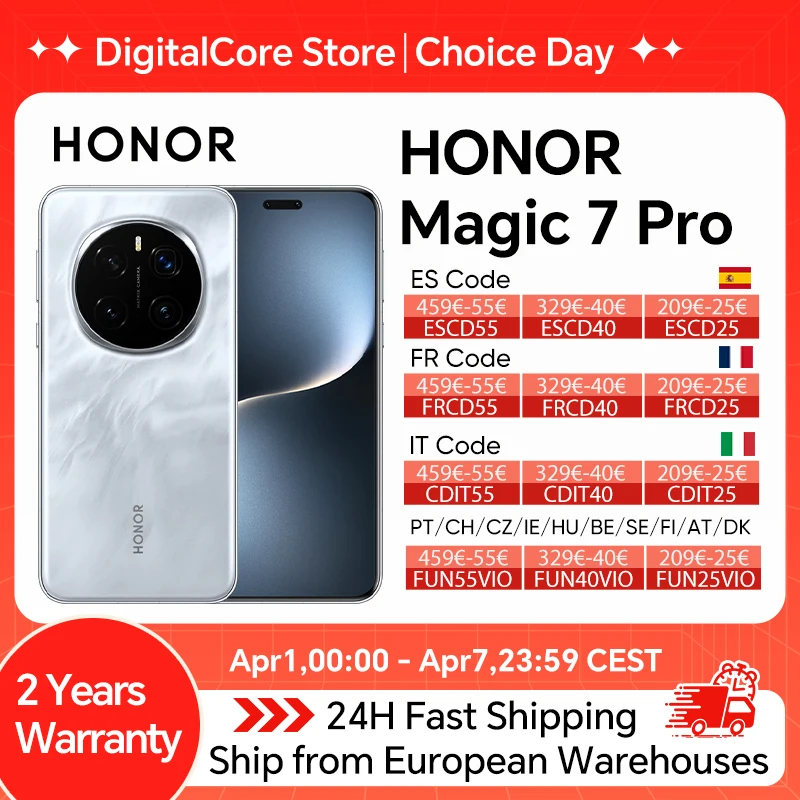NOUVEAU HONOR Magic7 Pro 5G 2025, Smartphone Snapdragon 8 Elite, Écran LTPO 6,8'' 120Hz, Charge 100W, Version Globale HONOR Magic 7 Pro