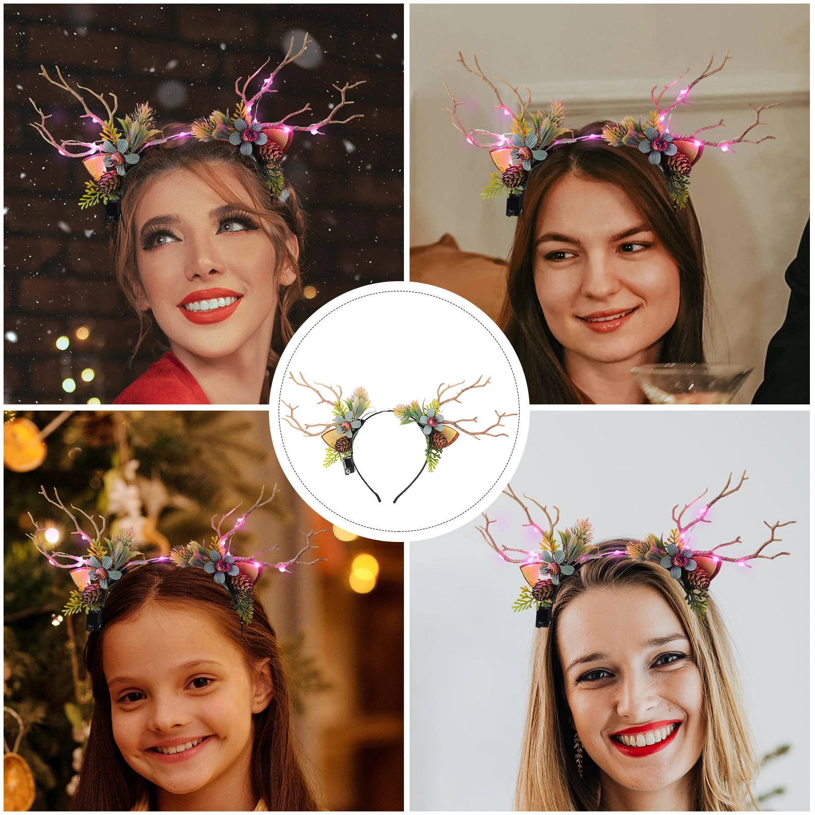 

Glowing Antler Luminous Hairband Kids Luminous Hairband Wear Steel Hoops Decor Accessories Christmas Party Costume