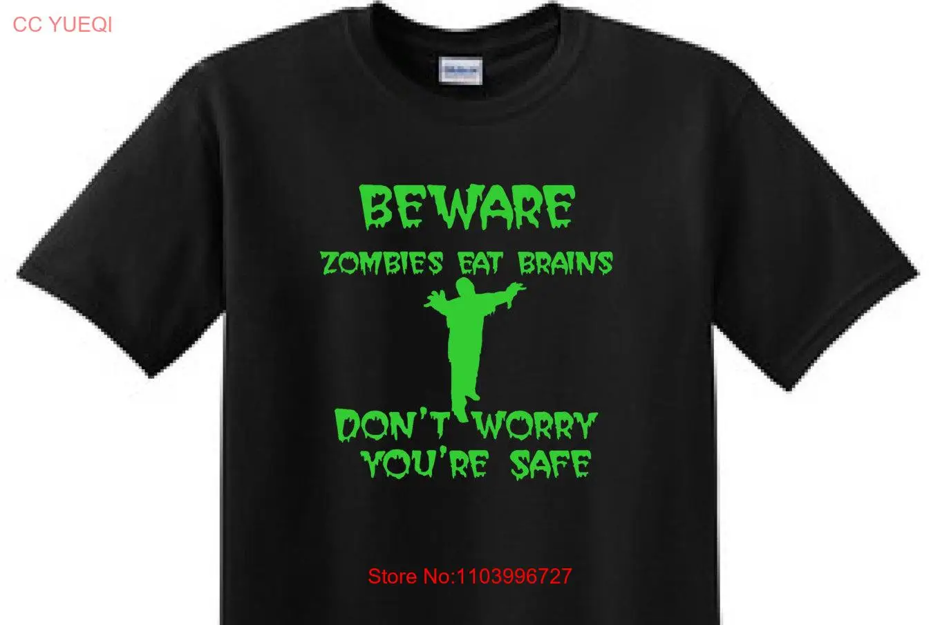 

BEWARE ZOMBIES eat BRAINS Don't Worry Your Safe Сезонная футболка с длинными или короткими рукавами