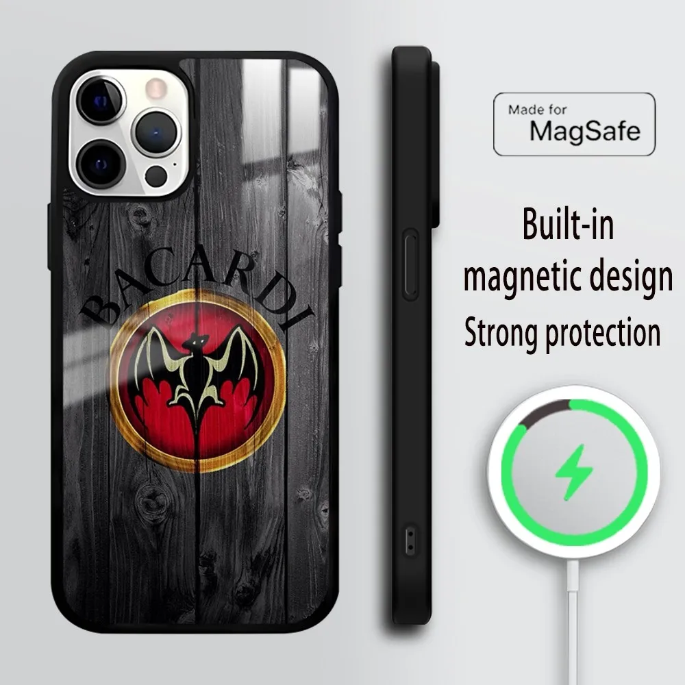 B-Bacardi Rum Vampire Bat Phone Case For iPhone 16 15 14 13 12 11 PRO MAX PLUS Mini Magnetic wireless mirror phone case