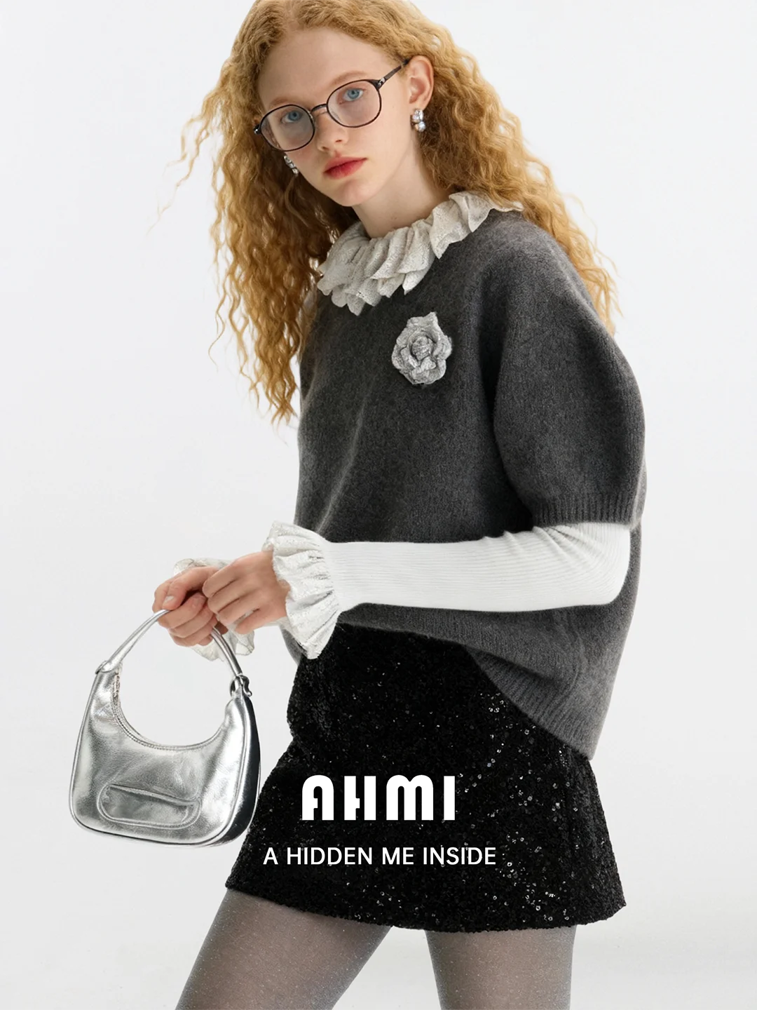 

Комплект из двух предметов AHMI: вязаный свитер с 3D-цветочным узором и брюки для девочек, мягкий, свободного кроя, с длинными рукавами, с растительным цветочным принтом