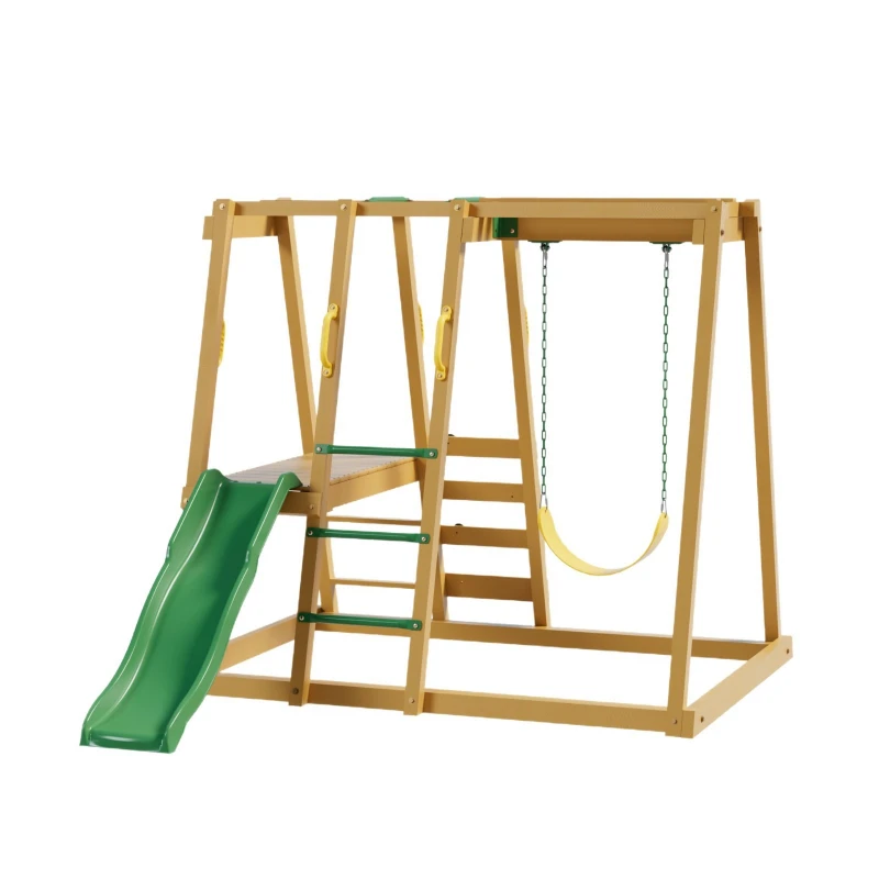 

Children's slide indoor and outdoor toys early education play kindergarten elongated and thickened climbing frame with swing