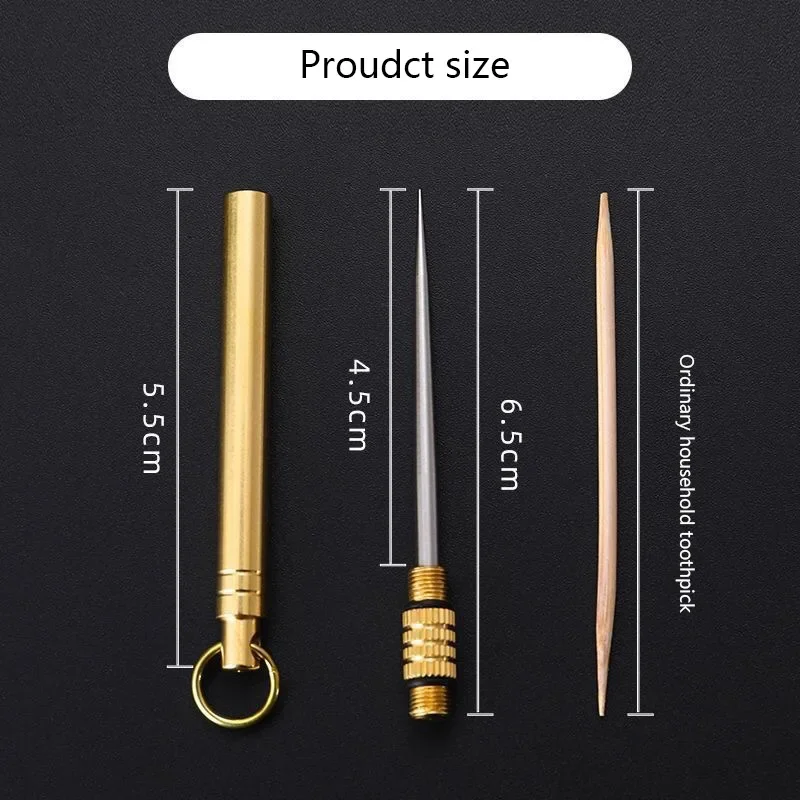 Titanium Outdoor Portable Multi-functional Fruit Toothpick Bottle Fork Tool Camping Toothpick Tube Is Stronger Than Dental Floss