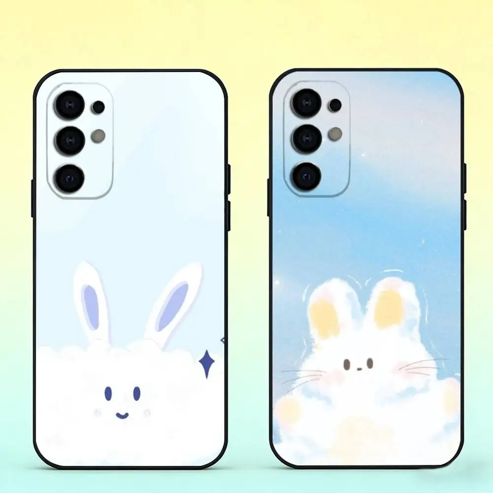 

Cloudy Bunny Phone Case Black Silicone Soft For Samsung S25,S24,S21,S22,S23,S30,Ultra,S20,Plus,Fe,Lite