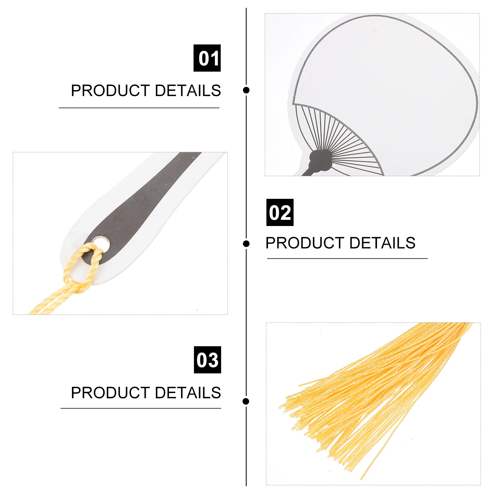

Tassel Fan Bookmark Decoration Blank Bookmarks Bundle Chinese Style White Student