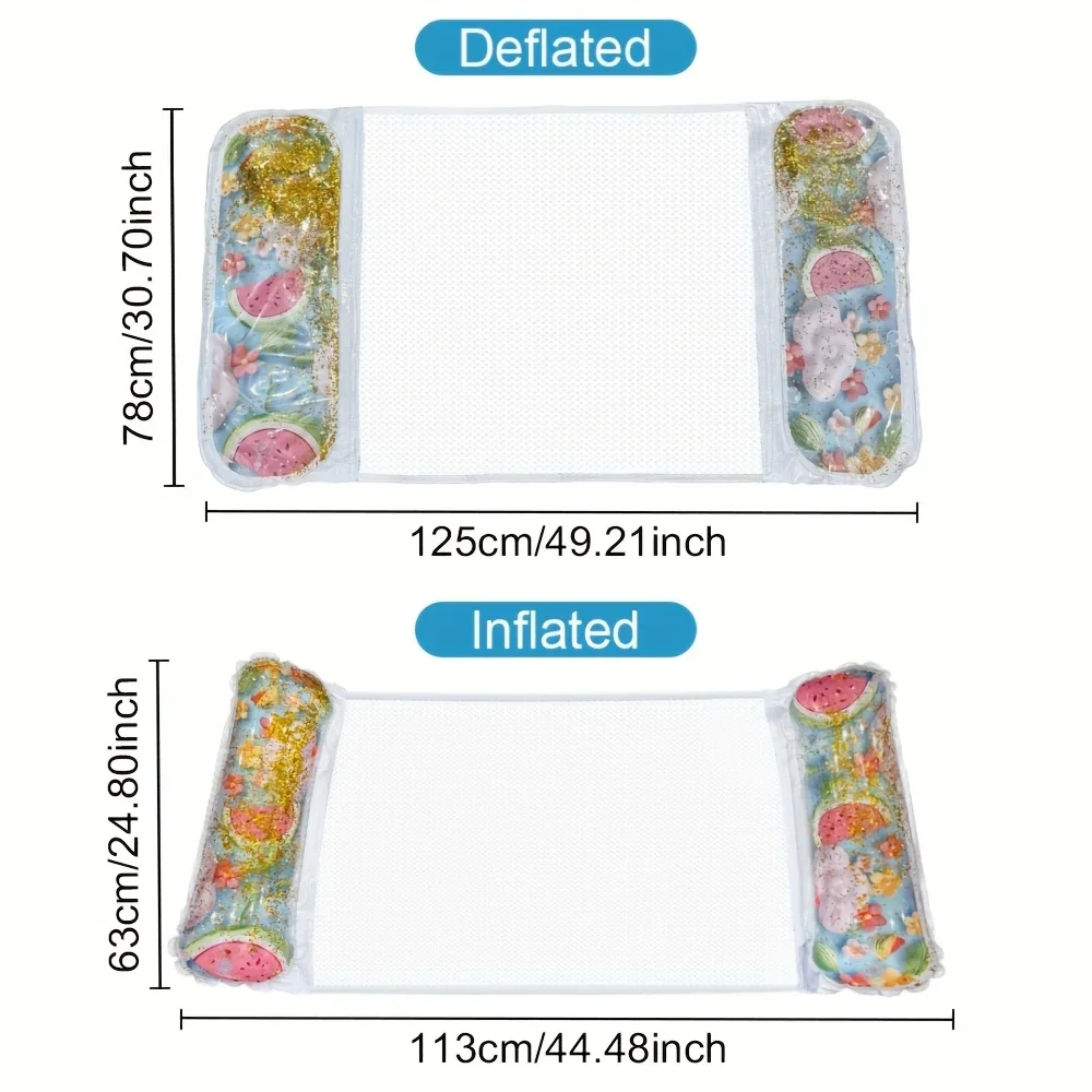 1pc Fruit Sequin Two-Tube Hammock, Inflatable Water Hammock for Swimming Pool, Floating Seat Chair for Beach, Pool and Lake Acti