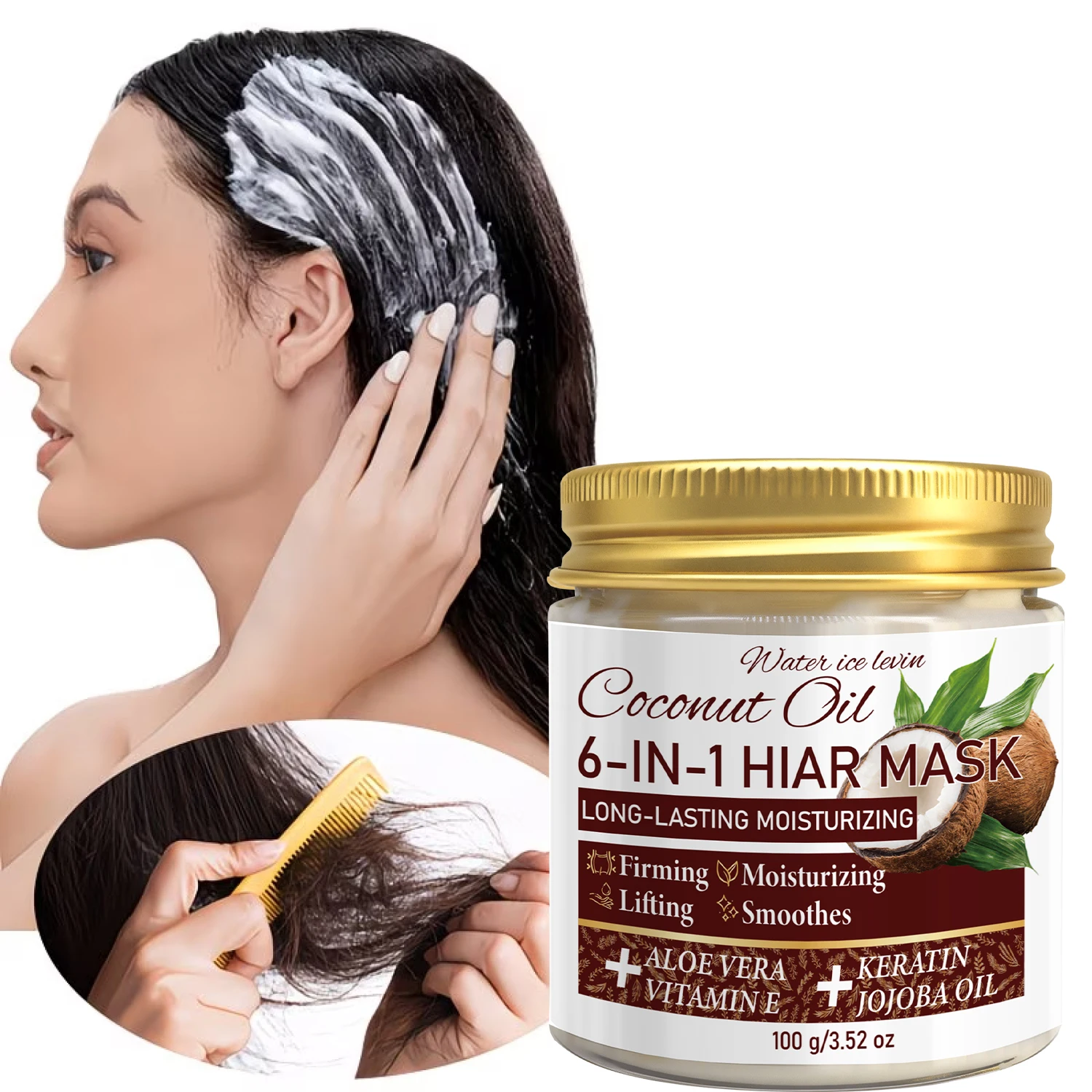 

6-in-1 Coconut Hair Mask with Keratin & Jojoba Oil, Moisturizing & Smooth Hair Care