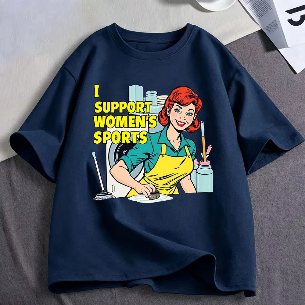 I Support Women’s Sports Funny Meme Graphic T Shirt Men Women Clothing Cotton Fashion Oversized Short Sleeve T-shirt Streetwear