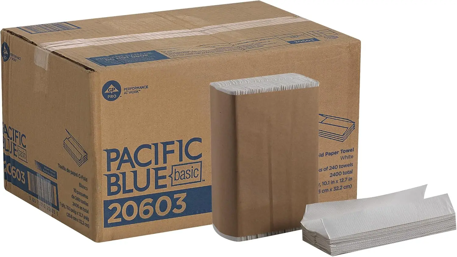 Pacific Blue Basic C-Fold Paper Towels, White, 240 Towels per Pack, 10 Packs per Case