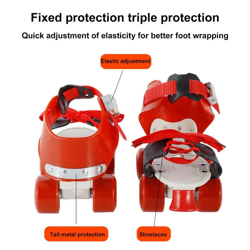 Kinder Dubbele Rij Inline Rolschaatsen Draagbare Verstelbare Elastische Schaatsschoenen Pvc Dubbele Schoen Remmen Veilig Hulpwiel Skate