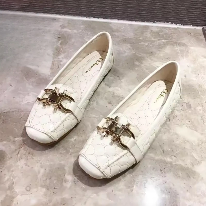 Spring New Ballet Women's Shoes Soft Bottom Large Square Head Comfortable Flat Bottom Casual Women's Shoes