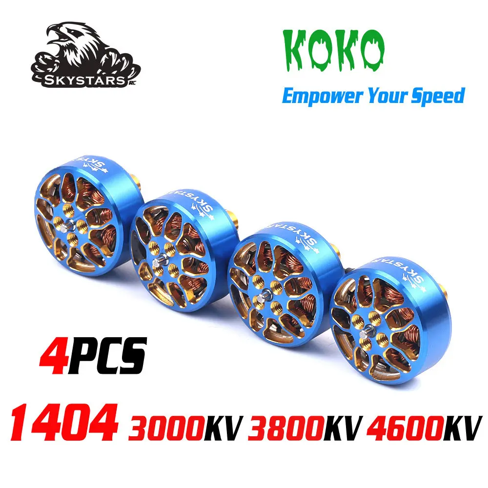 1-4pcs SKYSTARS KOKO 1404 F1404 Brushless Motor 3000KV 3800KV 4600KV FPV Toothpick Motor for 2.5-4 Inch Frame