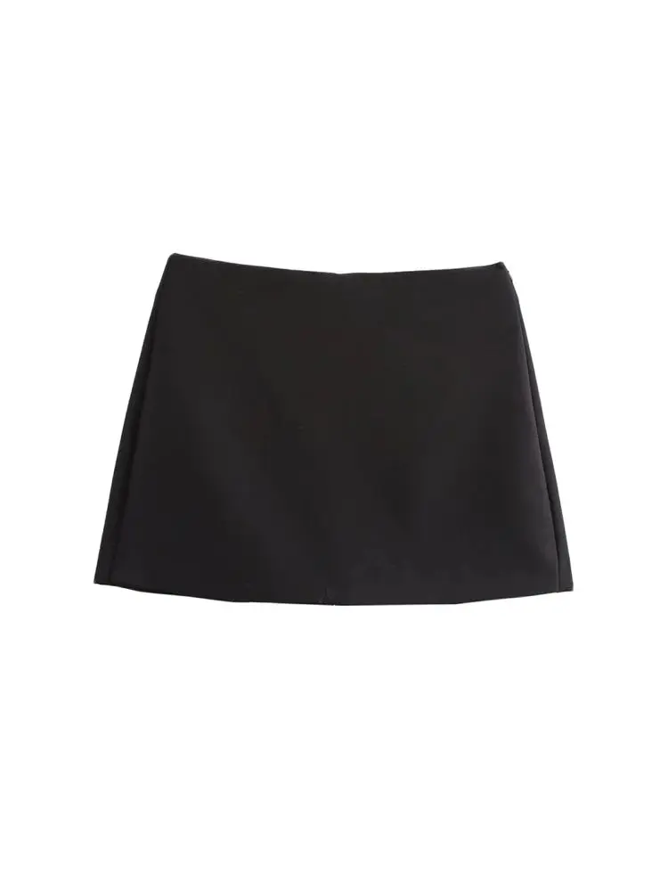 Saia sólida de cintura alta para mulheres moda zíper lateral shorts femininos saias mujer