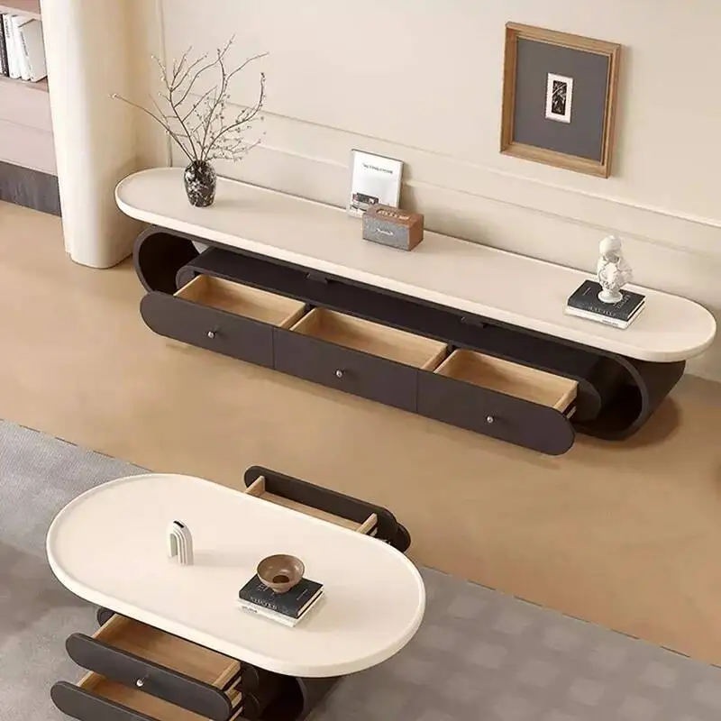 

Table Trendy Tv Minimalist Modern Cream Style European Aesthetic Tv Stand Elegant Display Mueble De Sala Modernos Home Furniture