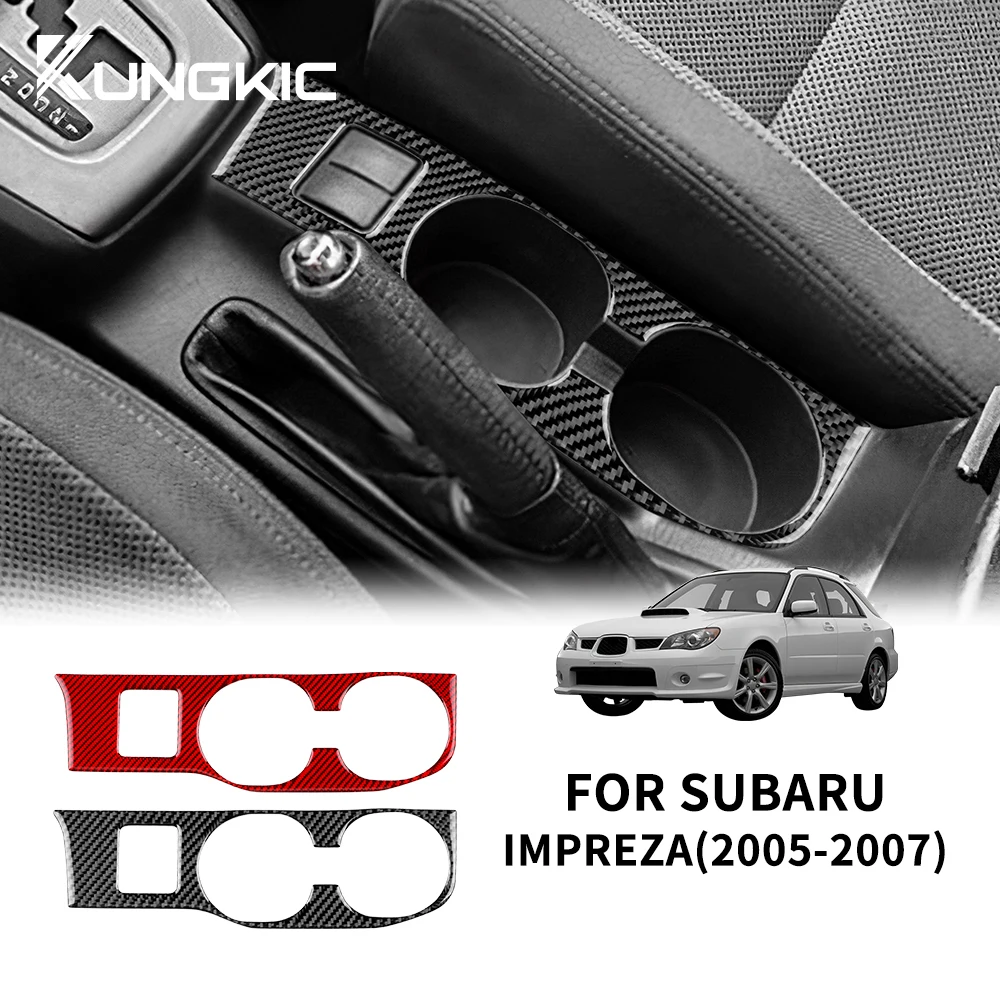 Car Water Cup Holder Frame for Subaru Impreza 2005 2006 2007 Real Soft Carbon Fiber Sticker Interior Accessories