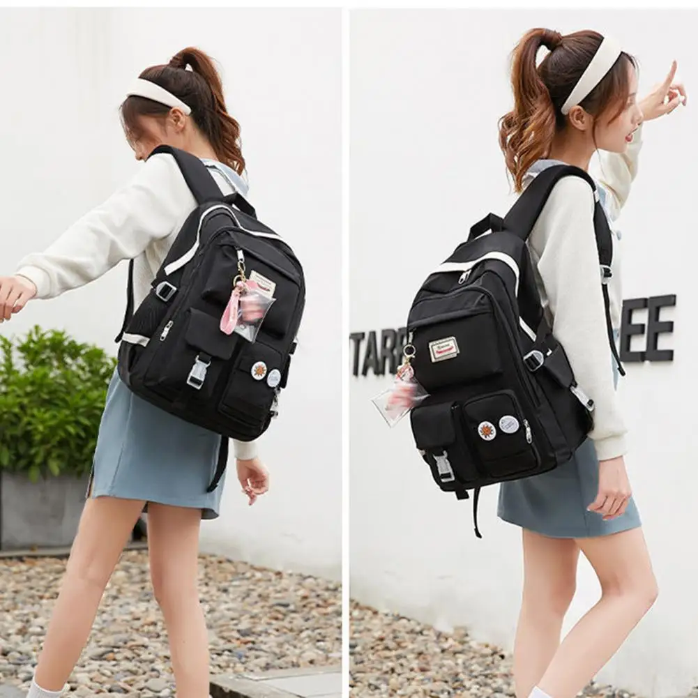 Large Capacity Wear-resistant Multi Pockets Smooth Zipper Backpack for Junior High School Students