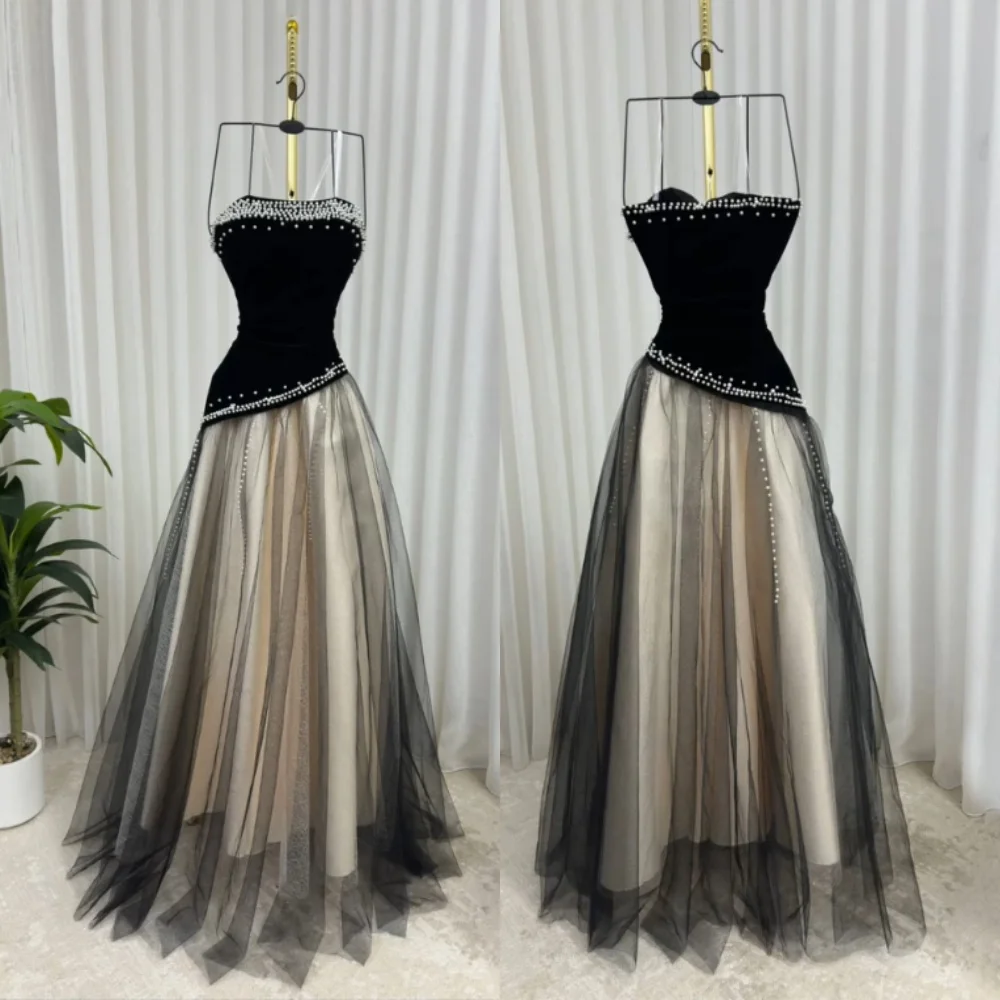 

Customized Jersey Beading Pleat Classic Strapless A-line Long Dresses Bespoke Occasion Evening Dress Elegant Party Wedding