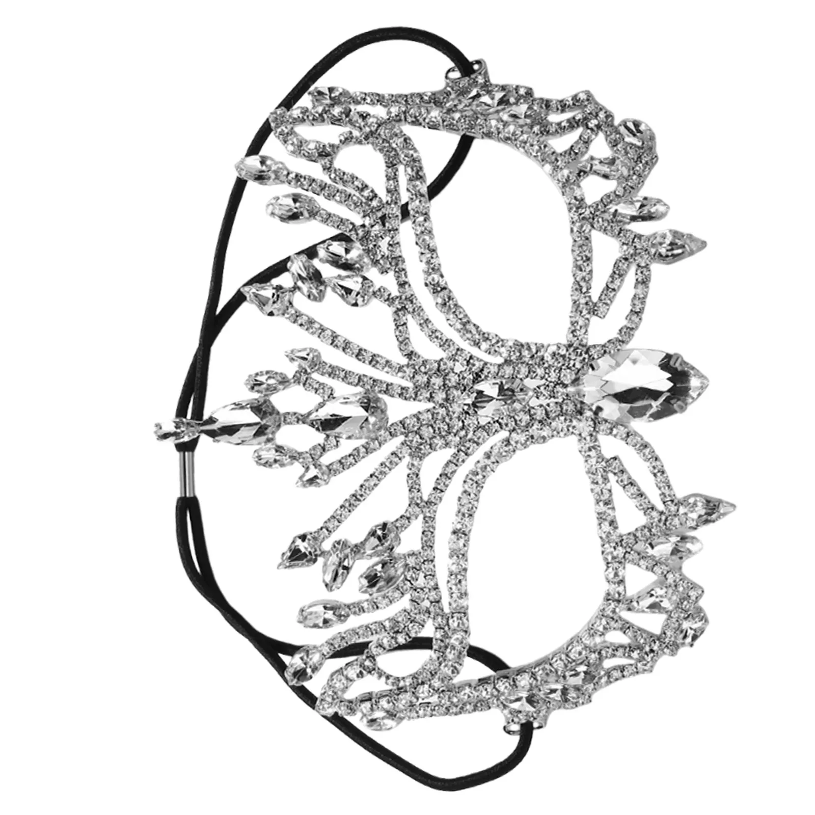 Face Masks Rhinestone Half Jewelry Lacemasquerade Evening Ball for Party Silver Costume
