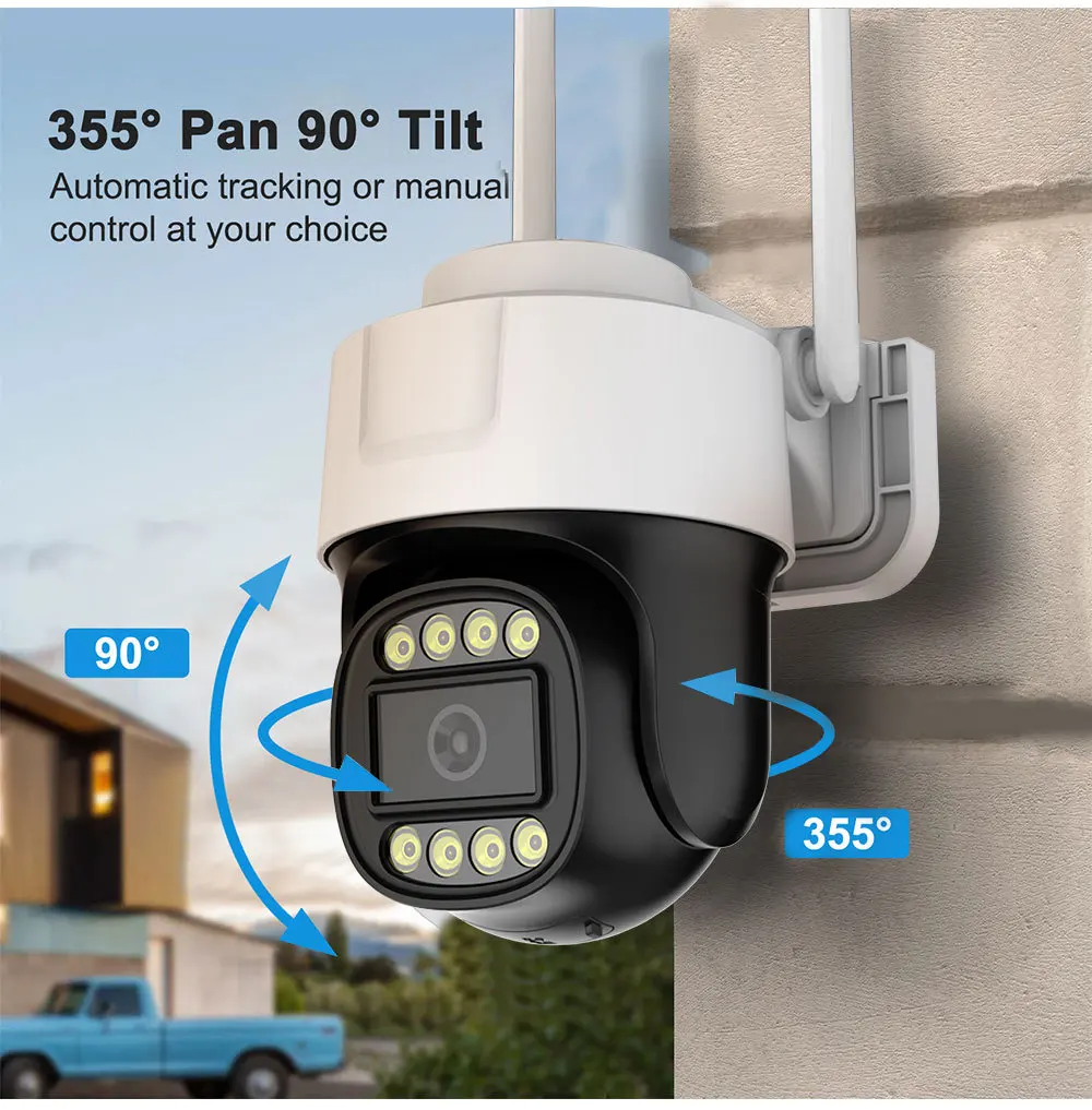 8-мегапиксельная PTZ IP-камера 2,4G Wi-Fi 5G 4-кратный зум Открытый аудио-видео мониторинг для системы NVR Полноцветная домашняя камера видеонаблюдения 4k