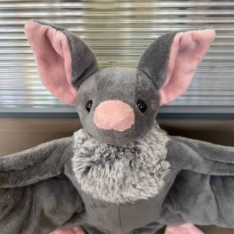 Halloween Grey Bat Plush Toy Stuffed Animal Doll Soft Throw Pillow Scare Home Decoration Fans Girls Boys Birthday Christmas Gift