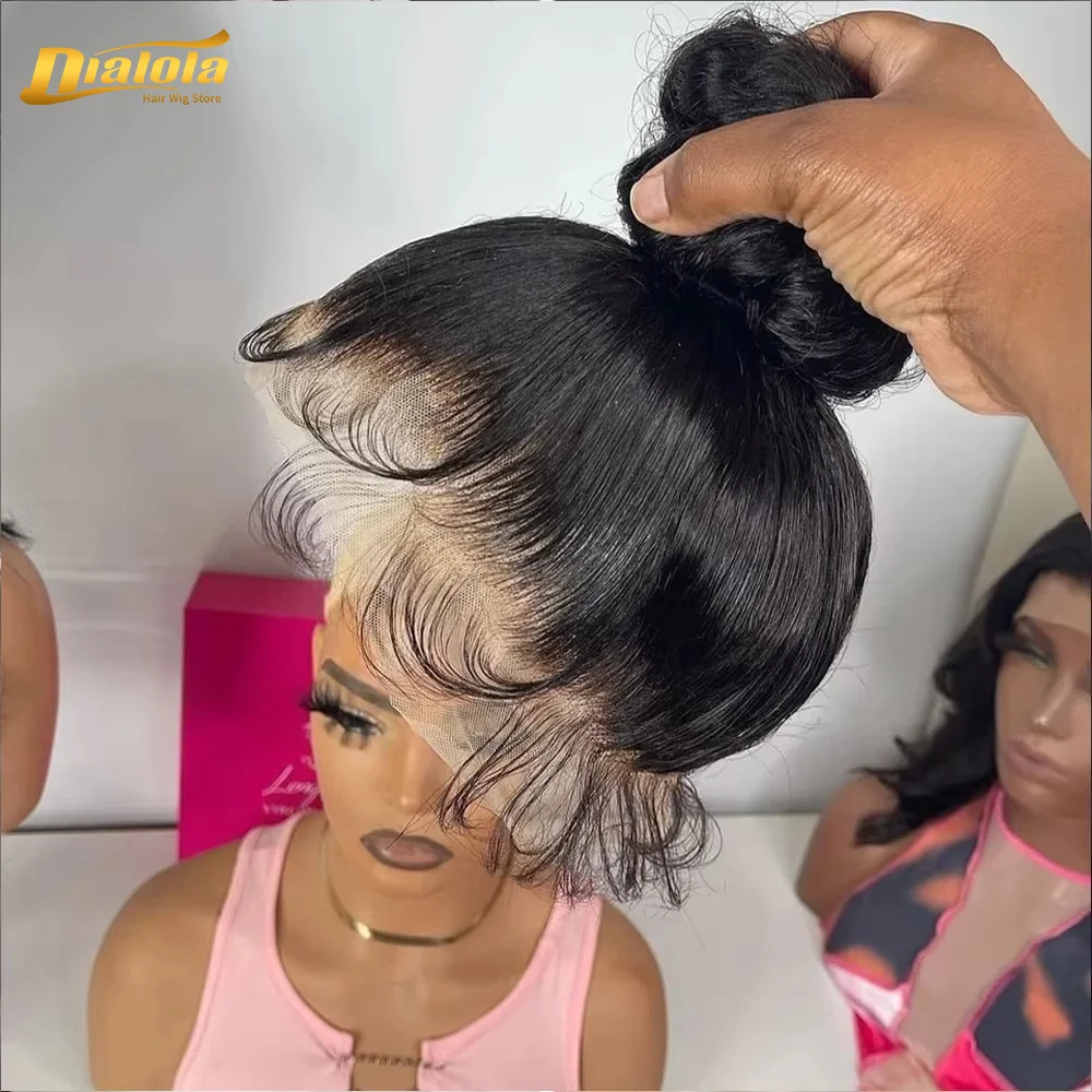 Cup 360 Full Lace Wig Human Hair Pre plucked HD Lace Wig 30-40 inch Bone Straight Lace Frontal Wig For Women 220 Density