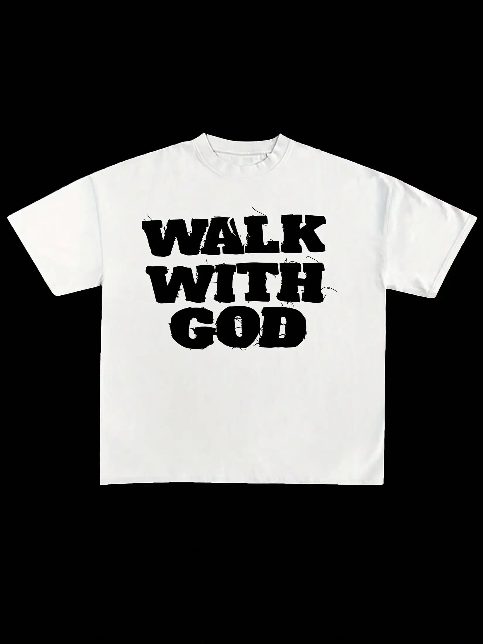 남성용 레트로 Y2K 스타일 'Walk with God' 레터 프린트 코튼 티셔츠 캐주얼 크루넥 반팔 티셔츠 캐주얼 의상에 완벽