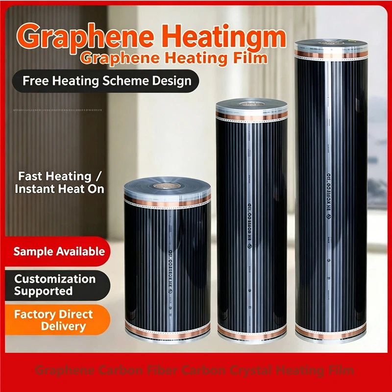 Graphene Carbon Fiber Carbon Crystal Heating Film Far Infrared Electric Underfloor Heater for Home Kang Bed Energy Saving