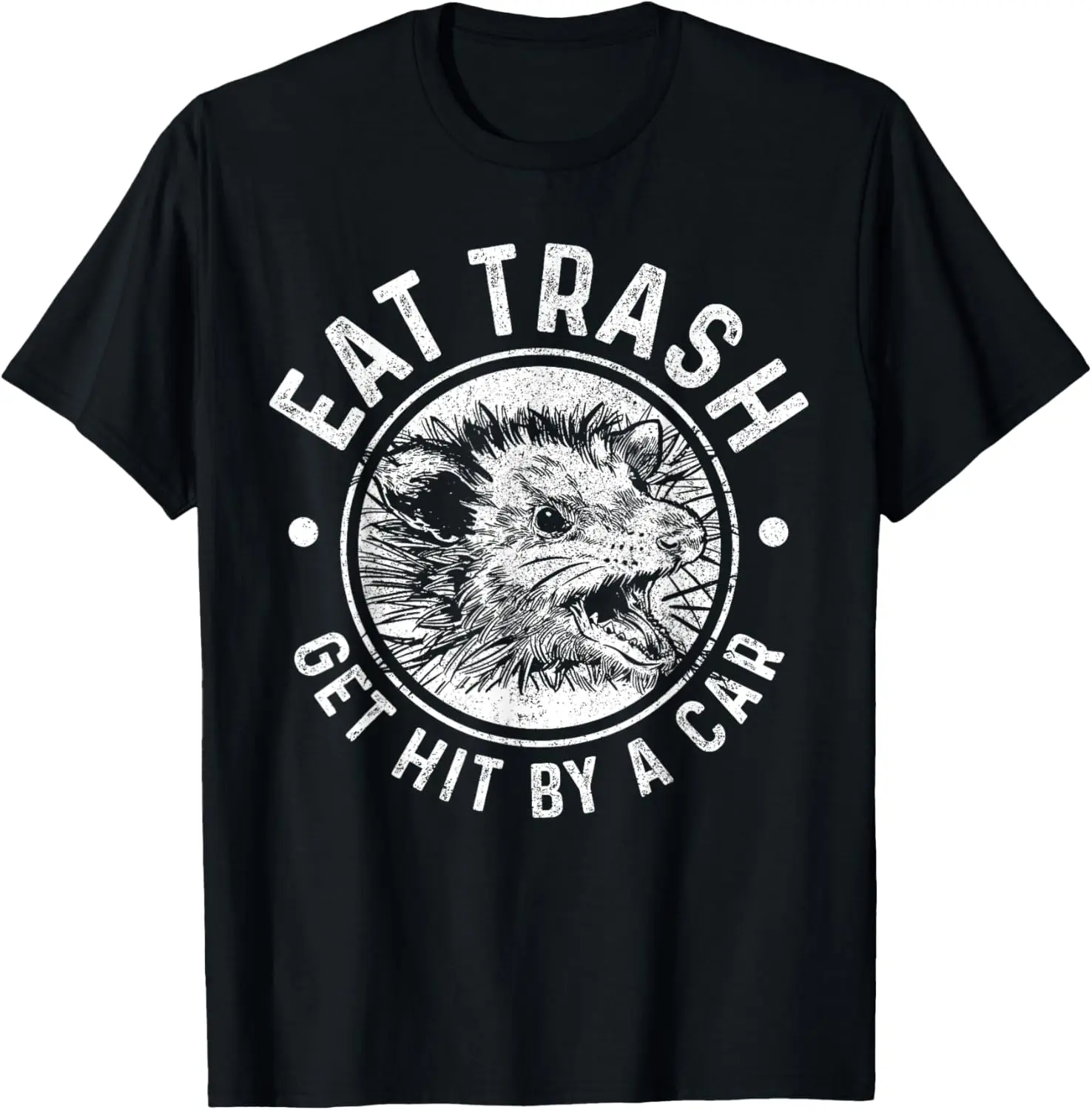 Opossum Eat Trash Get Hit By A Car Vintage Funny Possum T-Shirt