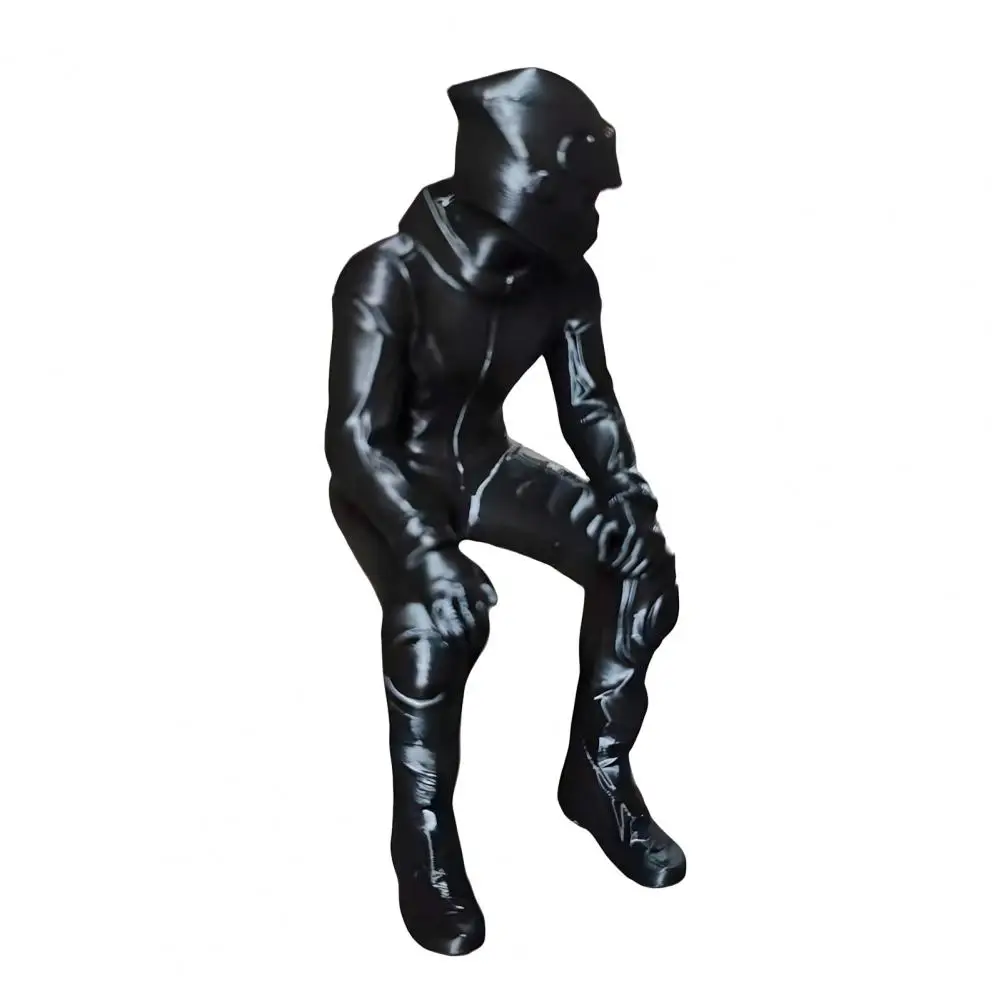 Detail Motorcycle Ornament 3d Printed Motorcycle Rider Figurine Sitting Biker Art Statue Motorcyclist Decor for Home Office