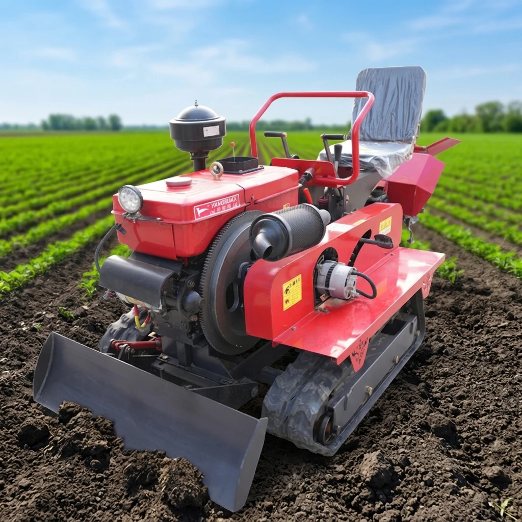 25 35HP Ride-on Agricultural Tracked Rotary Cultivator Agricultural Crawler Mini Crawler Tiller for Agricultural Farming