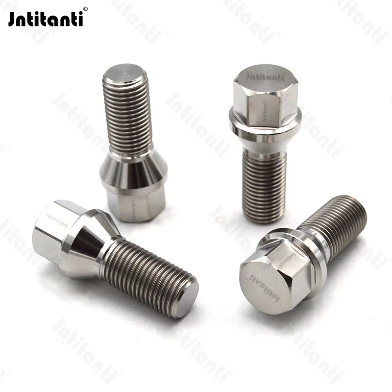 Jntitanti wheel bolt M14*1.25*28-45mm racing parts cone seat Gr.5 titanium hub bolt  for BMW MINI Rolls-royces racing
